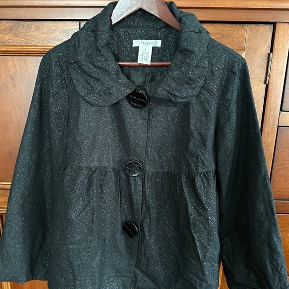 Vertigo Paris Black Linen Shimmer Top Cardigan Large Snap Buttons Size S NWOT - Picture 9 of 9